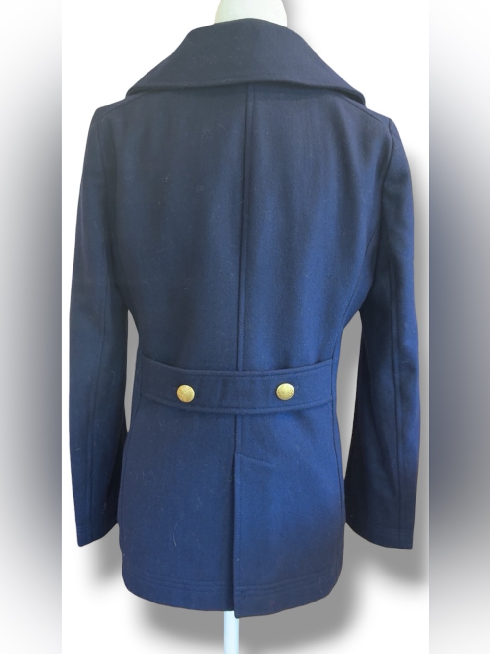J.Crew Factory Classic Double-Breasted Navy Wool Blend Peacoat Size 8 - Picture 3 of 9